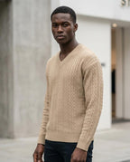Zumieze - Rihuk | Cable-Knit V-Neck Sweater Men