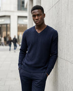 Zumieze - Rihuk | Cable-Knit V-Neck Sweater Men