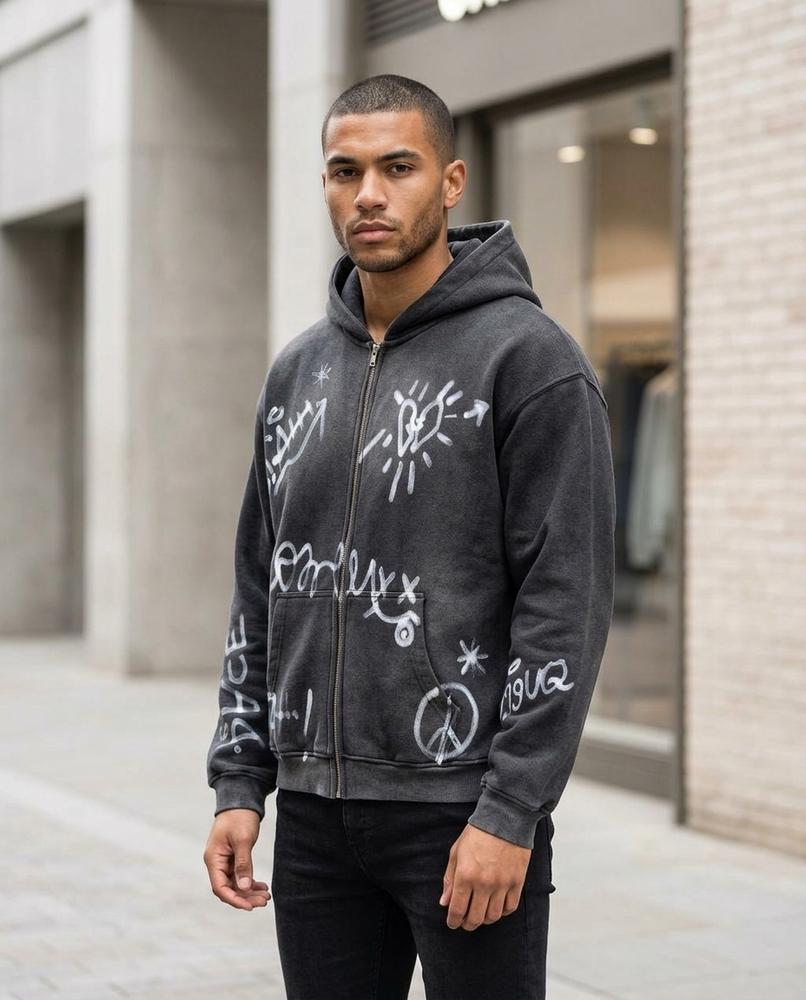 Zumieze - Aahol | Washed Zip-Up Hoodie Men