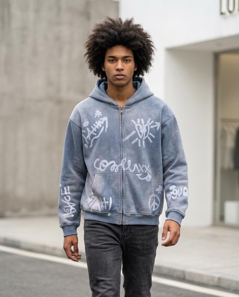Zumieze - Aahol | Washed Zip-Up Hoodie Men