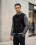 Zumieze - Vulun | Leather-Sleeved Striped-Trim Jacket Men
