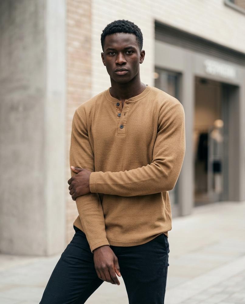 Zumieze - Kemam | Waffle-Knit Button-Placket Shirt Men