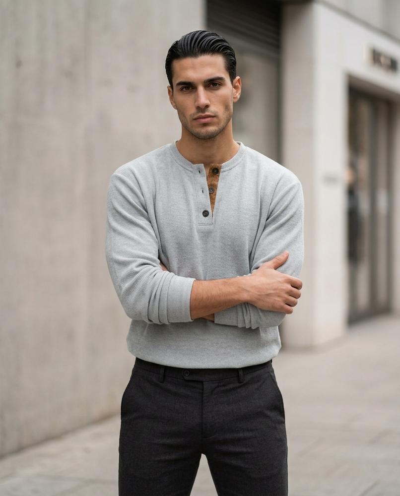 Zumieze - Kemam | Waffle-Knit Button-Placket Shirt Men