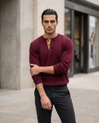 Zumieze - Kemam | Waffle-Knit Button-Placket Shirt Men