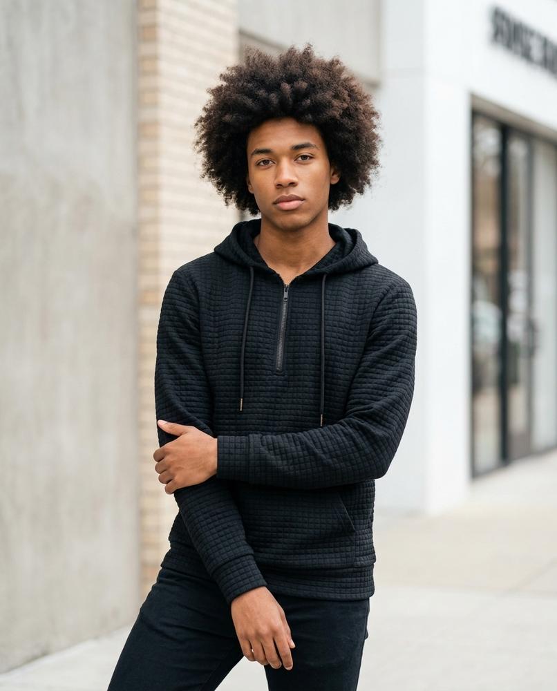 Zumieze - Vinur | Quilted Half-Zip Hoodie Men