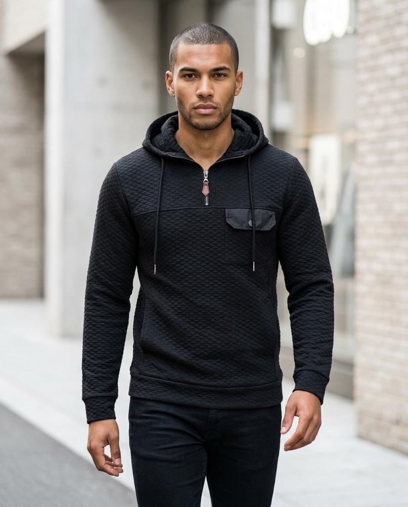 Zumieze - Selan | Quilted Quarter-Zip Hoodie Men