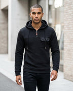 Zumieze - Selan | Quilted Quarter-Zip Hoodie Men