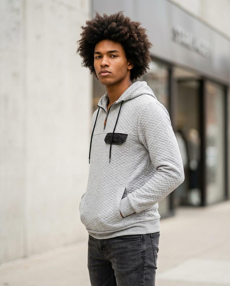 Zumieze - Selan | Quilted Quarter-Zip Hoodie Men