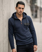 Zumieze - Selan | Quilted Quarter-Zip Hoodie Men
