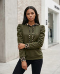 Zumieze - Tisan | Puff-Sleeve Contrast-Trim Hoodie Women