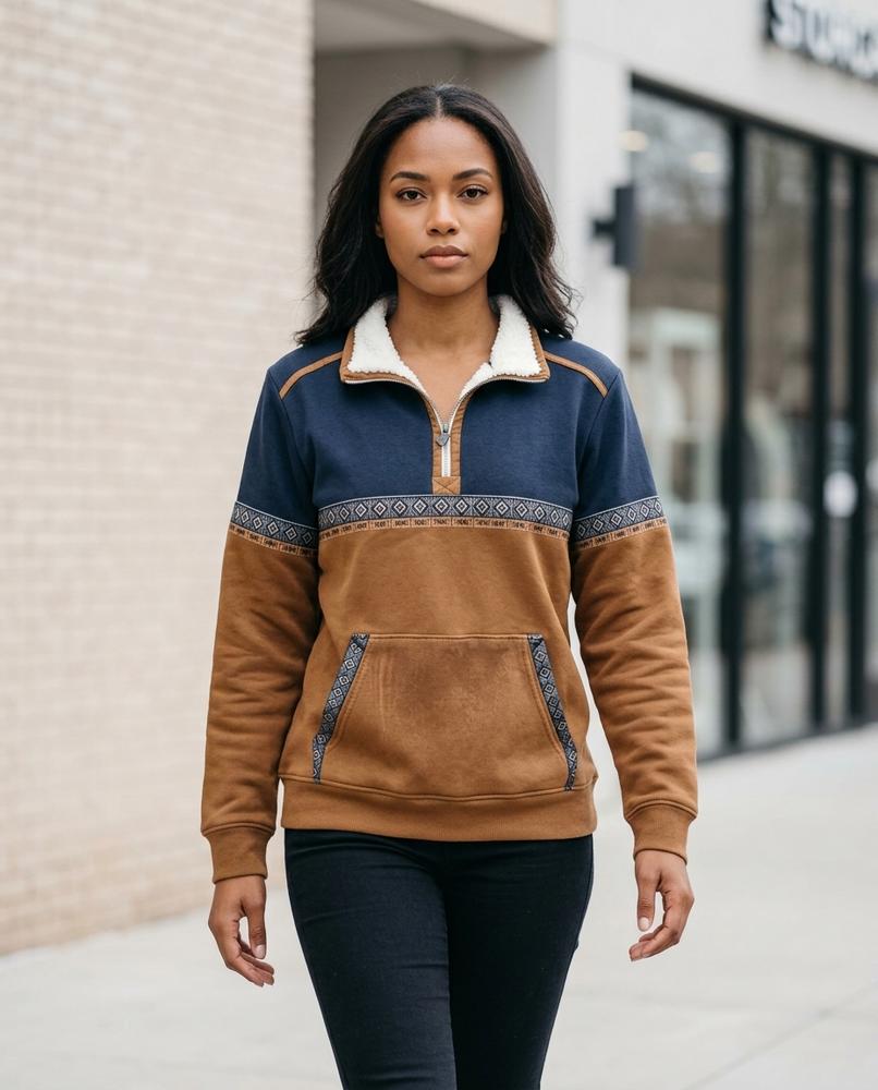 Zumieze - Comir | Color-Block Sherpa-Lined Sweatshirt Women