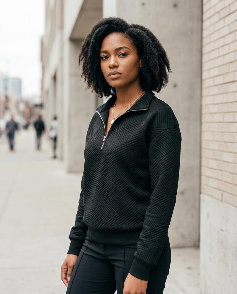 Zumieze - Keram | Quilted Quarter-Zip Sweatshirt Women