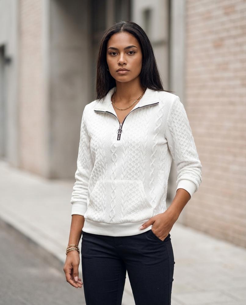 Zumieze - Tazan | Cable-Knit Half-Zip Sweatshirt Women