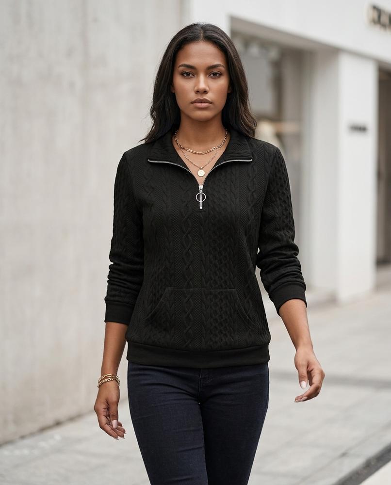 Zumieze - Tazan | Cable-Knit Half-Zip Sweatshirt Women