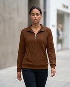 Zumieze - Tazan | Cable-Knit Half-Zip Sweatshirt Women