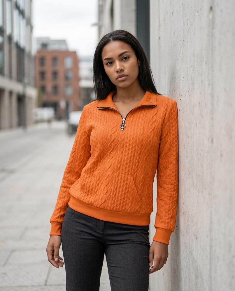 Zumieze - Tazan | Cable-Knit Half-Zip Sweatshirt Women