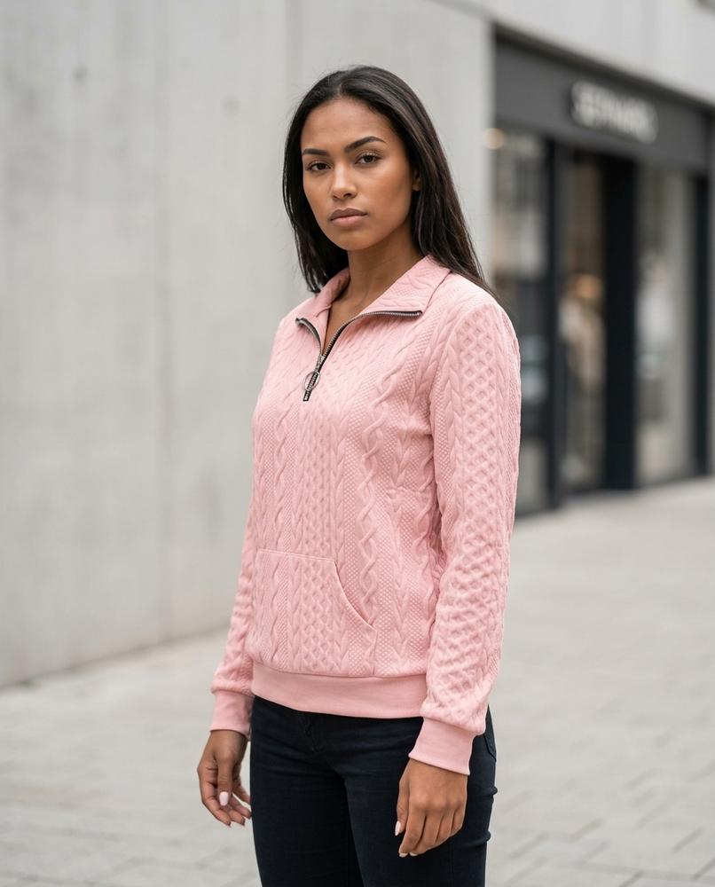 Zumieze - Tazan | Cable-Knit Half-Zip Sweatshirt Women