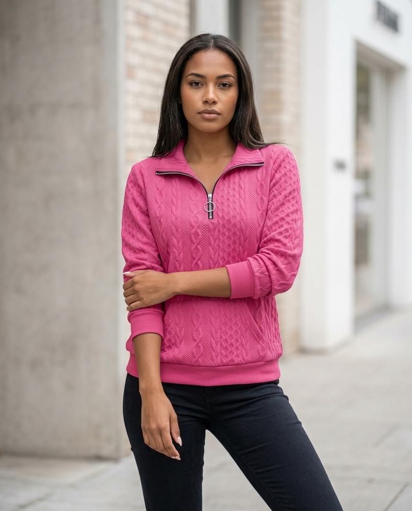 Zumieze - Tazan | Cable-Knit Half-Zip Sweatshirt Women