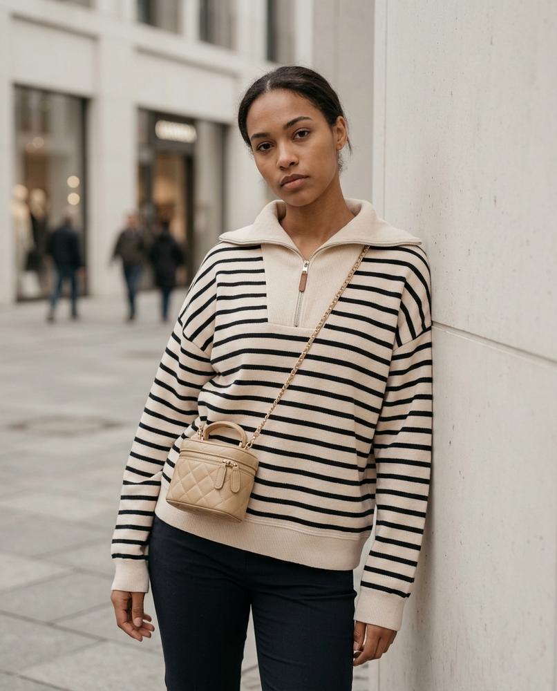 Zumieze - Ninav | Striped Quarter-Zip Sweater Women