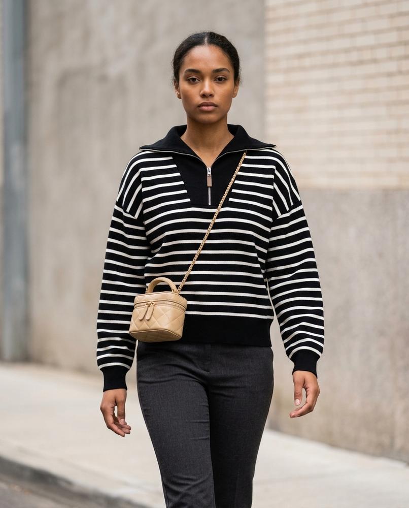 Zumieze - Ninav | Striped Quarter-Zip Sweater Women