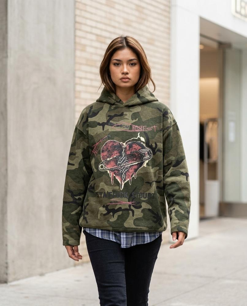 Zumieze - Yomer | Quilted Camouflage Hoodie Unisex