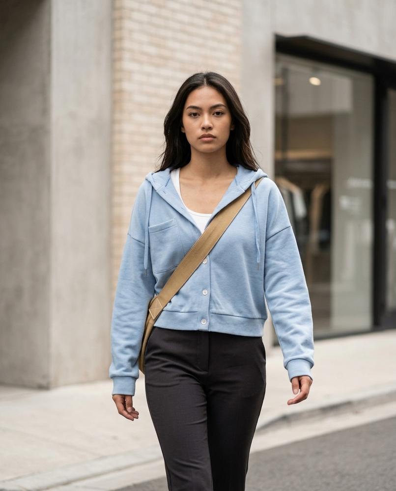 Zumieze - Arken | Button-Front Cropped Hoodie Women