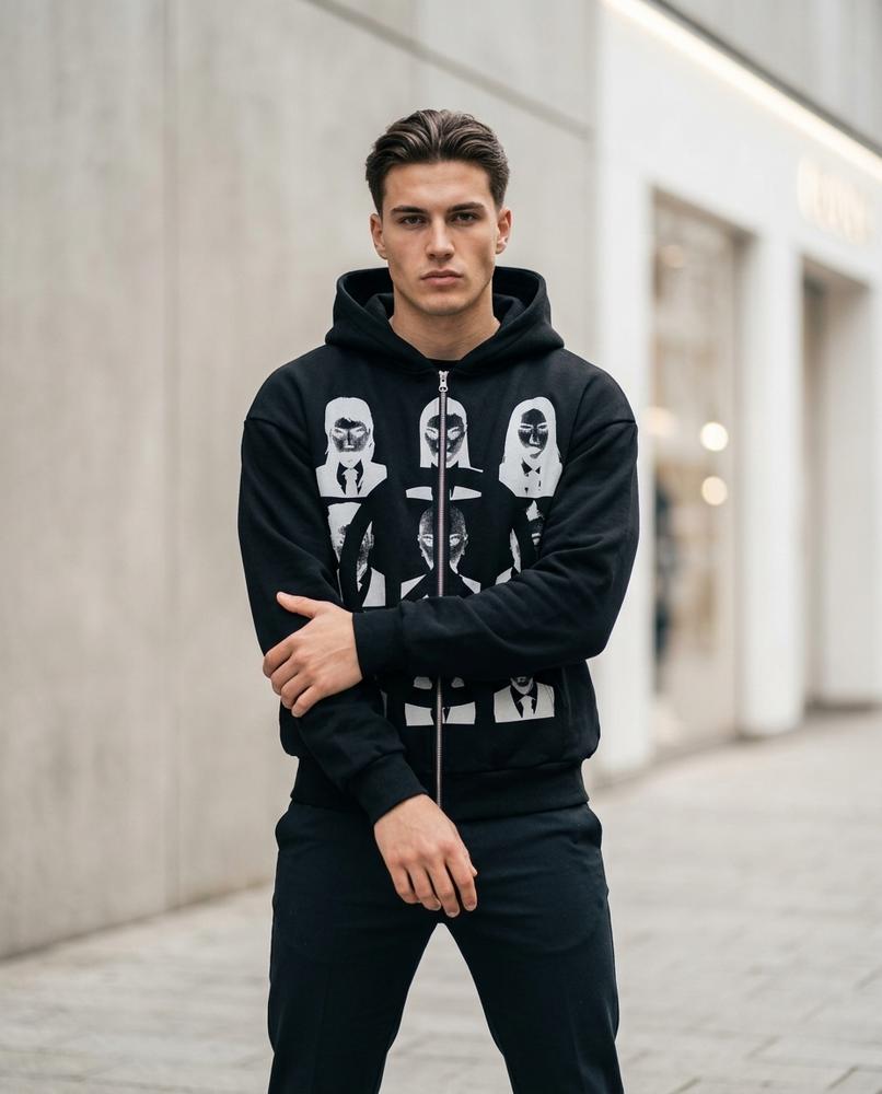 Zumieze - Nosan | Zip-Up Printed Hoodie Unisex