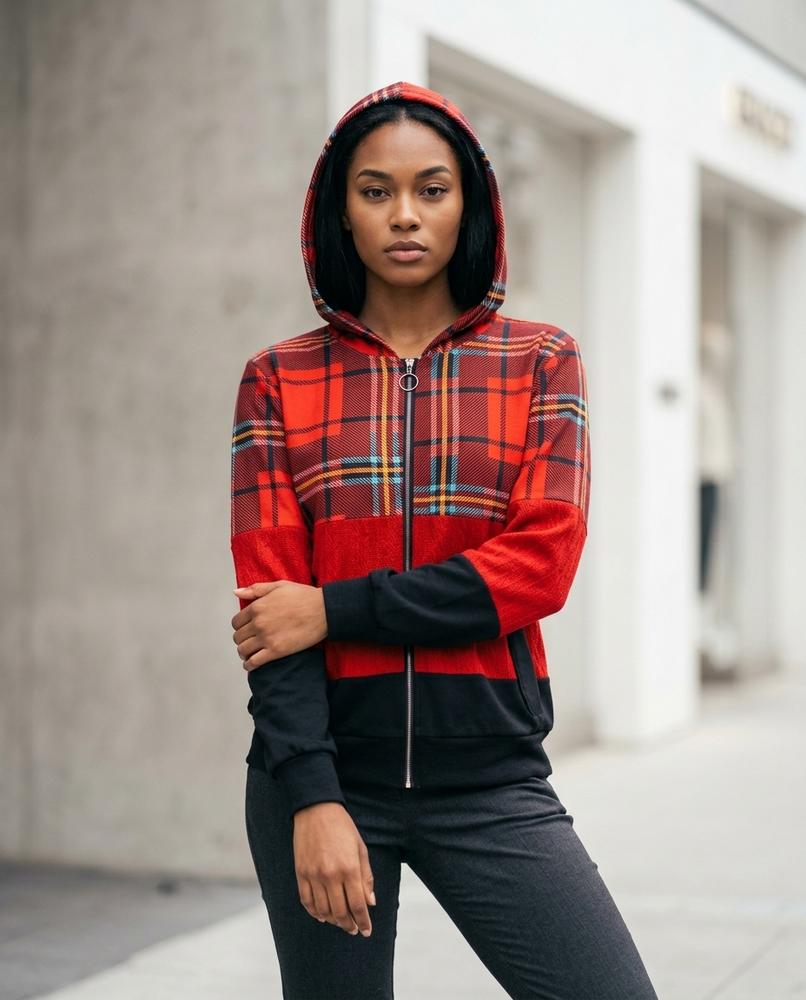 Zumieze - Vimon | Plaid Zip-Up Hoodie Women
