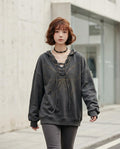 Zumieze - Lasan | Lace-Up Studded Hoodie Women