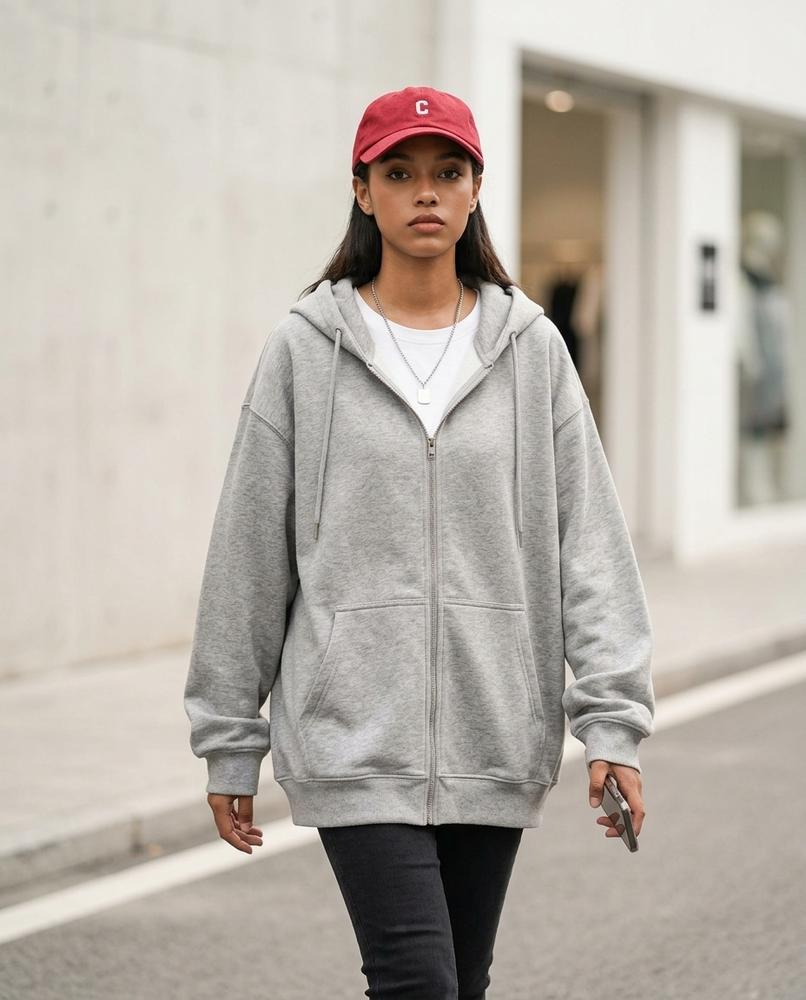Zumieze - Keken | Zip-Up Relaxed-Fit Hoodie Women