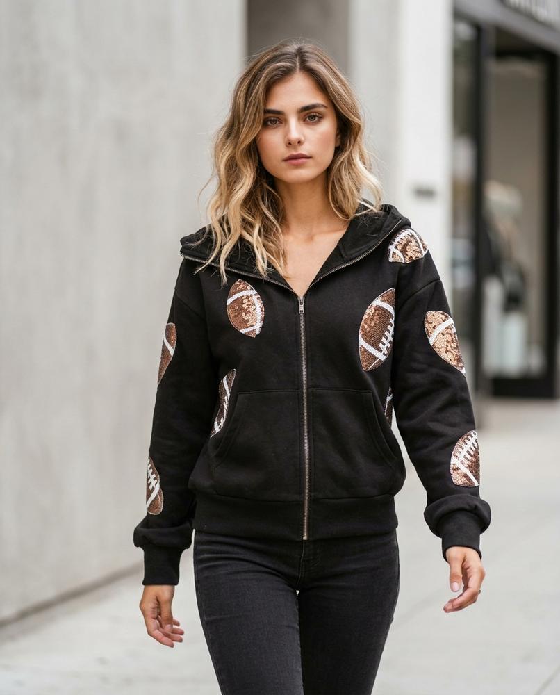 Zumieze - Lavar | Zip-Up Sequined Hoodie Women