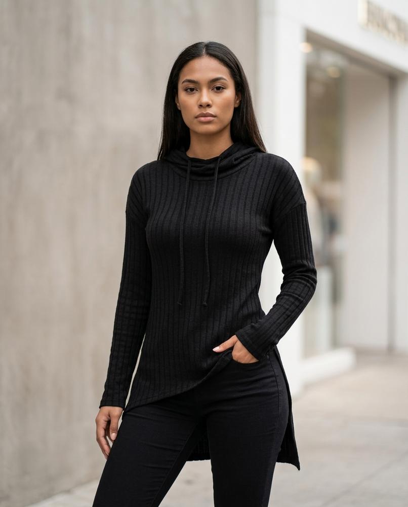 Zumieze - Elnav | Ribbed Asymmetrical Hoodie Women