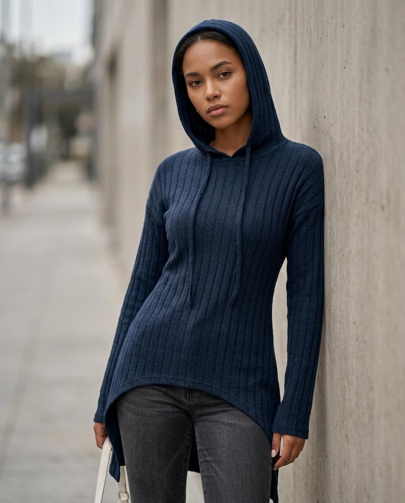 Zumieze - Elnav | Ribbed Asymmetrical Hoodie Women