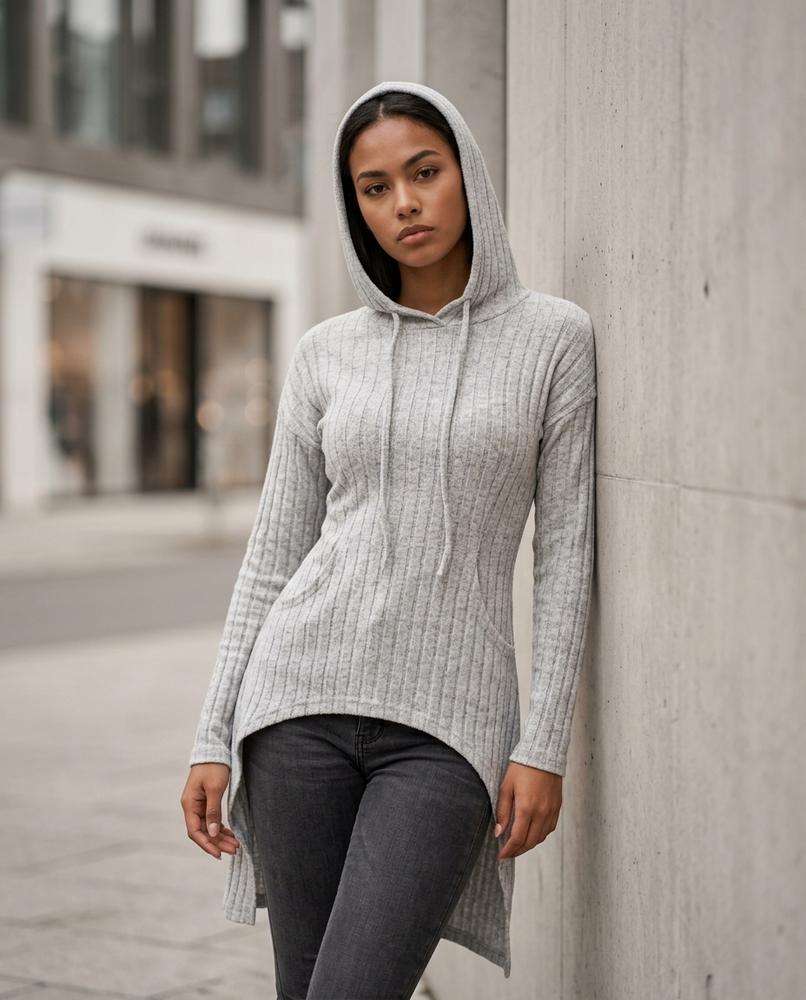 Zumieze - Elnav | Ribbed Asymmetrical Hoodie Women