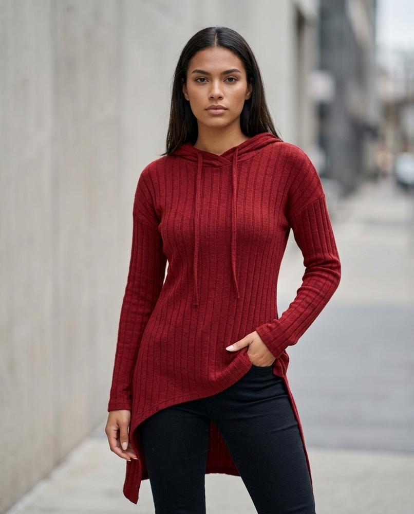 Zumieze - Elnav | Ribbed Asymmetrical Hoodie Women