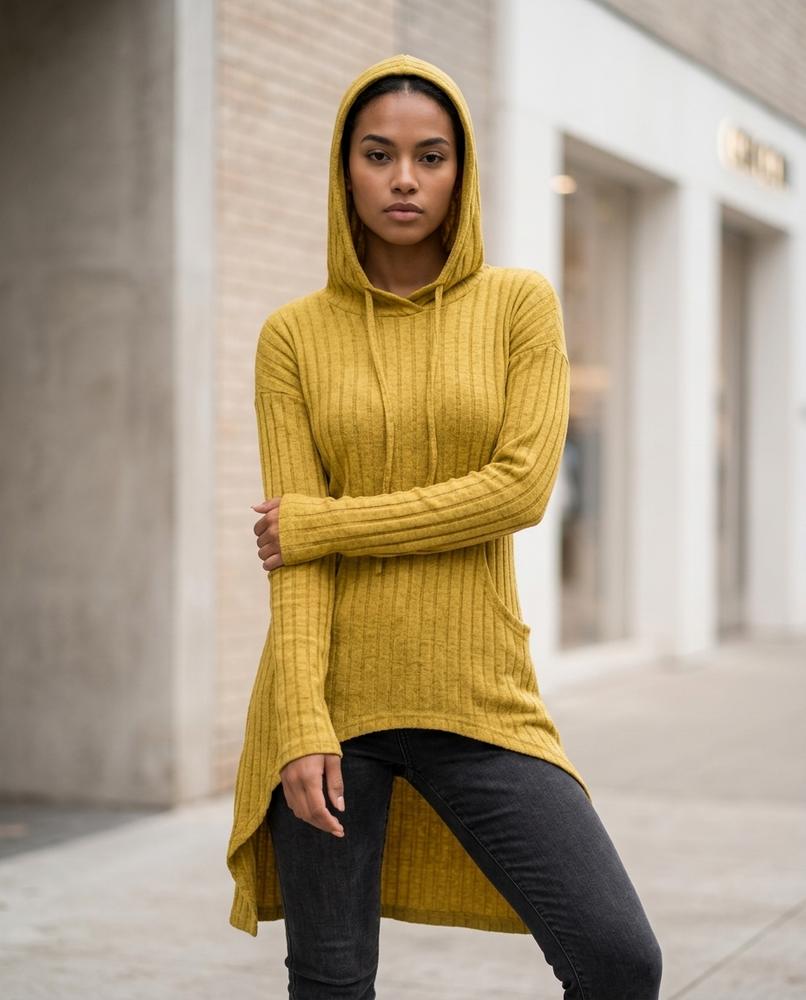 Zumieze - Elnav | Ribbed Asymmetrical Hoodie Women