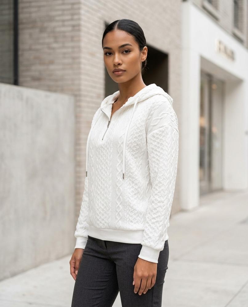 Zumieze - Lyzan | Textured Quarter-Zip Hoodie Women