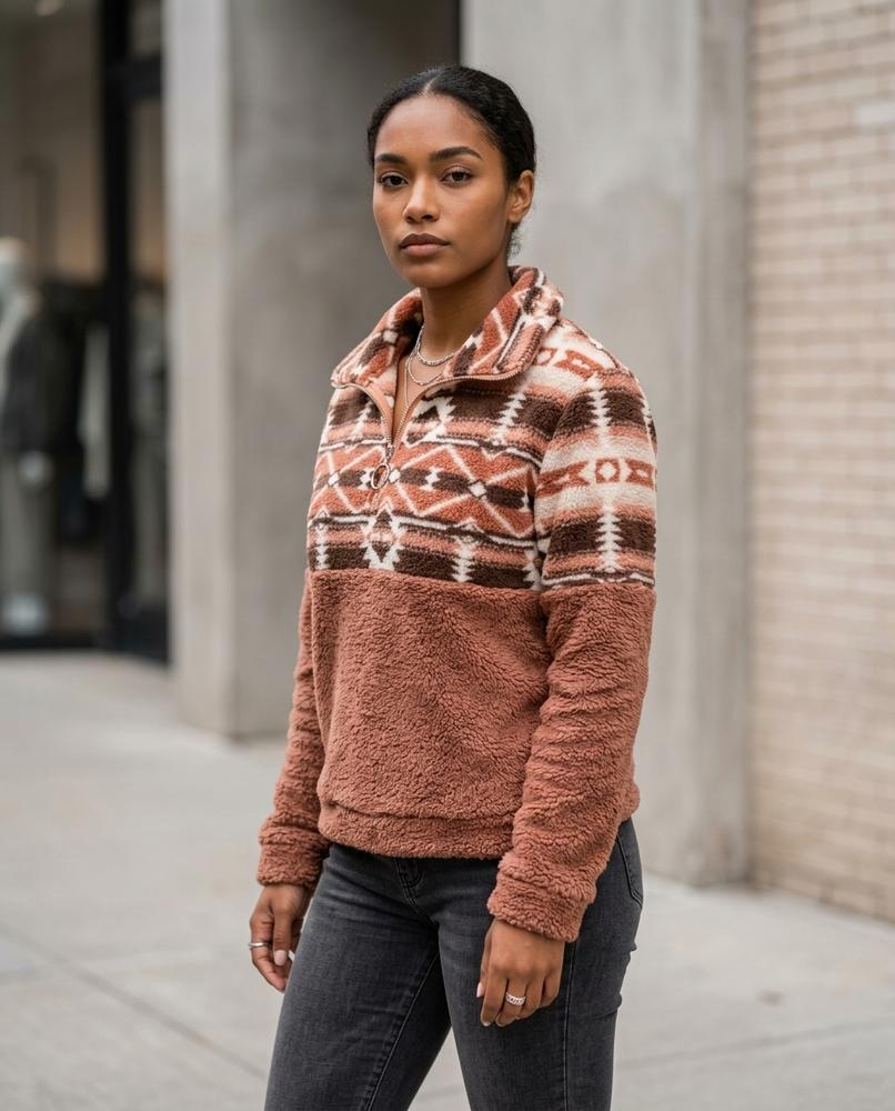 Zumieze - Mavel | Quarter-Zip Patterned Sweater Women