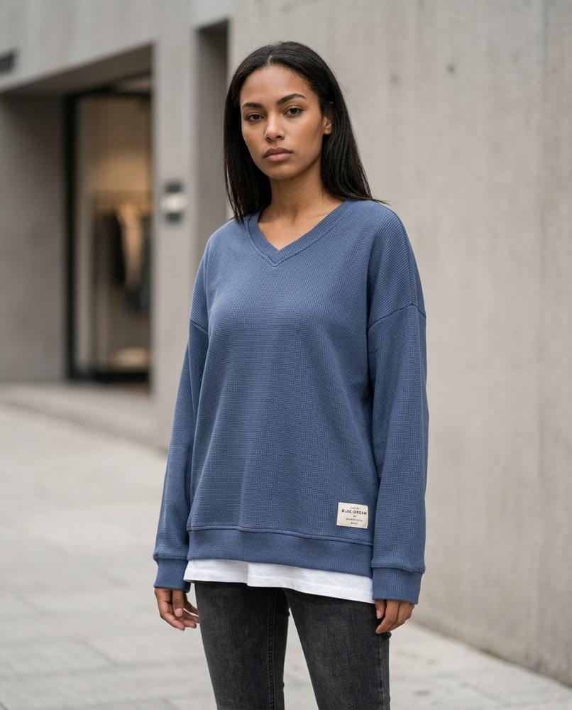 Zumieze - Semor | Waffle-Knit V-Neck Sweater Women