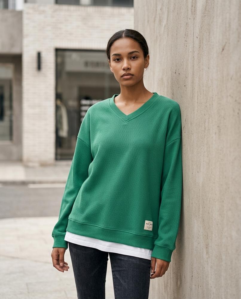 Zumieze - Semor | Waffle-Knit V-Neck Sweater Women