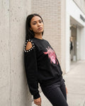 Zumieze - Seser | Cut-Out Pearl-Embellished Sweatshirt Women