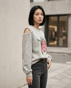 Zumieze - Seser | Cut-Out Pearl-Embellished Sweatshirt Women