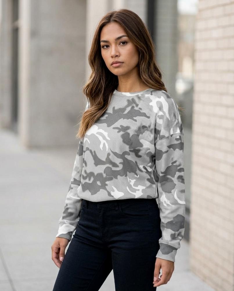 Zumieze - Tanav | Camouflage Waffle-Knit Sweater Women