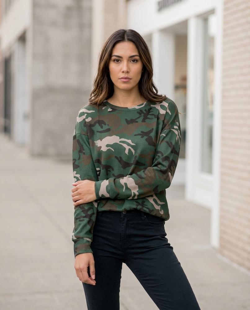 Zumieze - Tanav | Camouflage Waffle-Knit Sweater Women