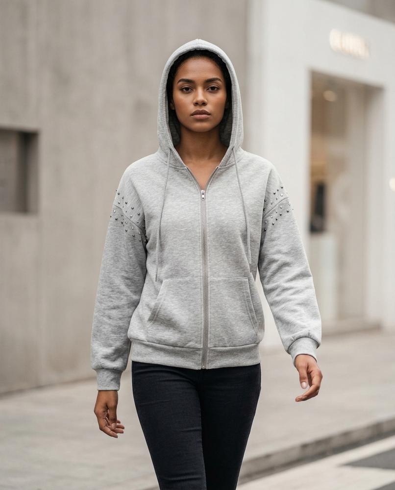 Zumieze - Nimar | Zip-Up Studded Hoodie Women