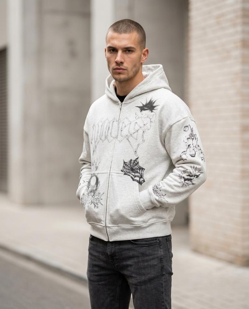 Zumieze - Zaver | Zip-Up Printed Hoodie Men