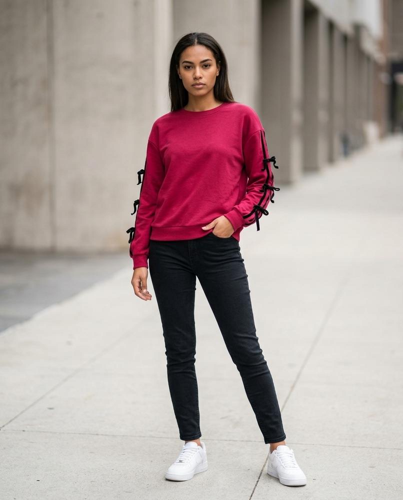 Zumieze - Salar | Bow-Detail Relaxed Fit Sweatshirt Women