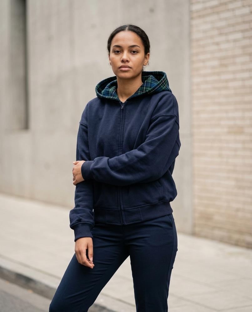 Zumieze - Radar | Zip-Up Plaid-Lined Hoodie Women