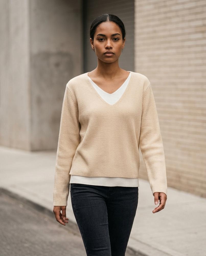 Zumieze - Mirel | Ribbed V-Neck Sweater Women