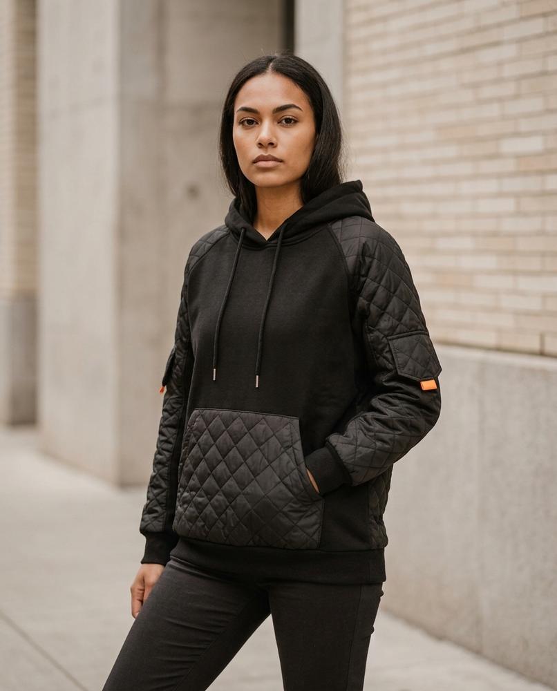 Zumieze - Laver | Quilted Panelled Hoodie Women